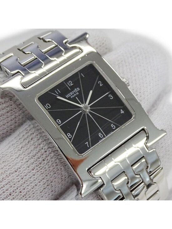 Hermes Watch Quartz Stainless Steel Silver Black Polished main image 11
